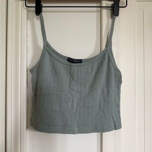 Brandy Melville Skylar Pointelle Green Crop Top Tank